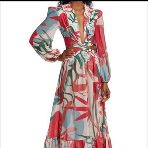 PatBO Rio Print Plunge Maxi Dress